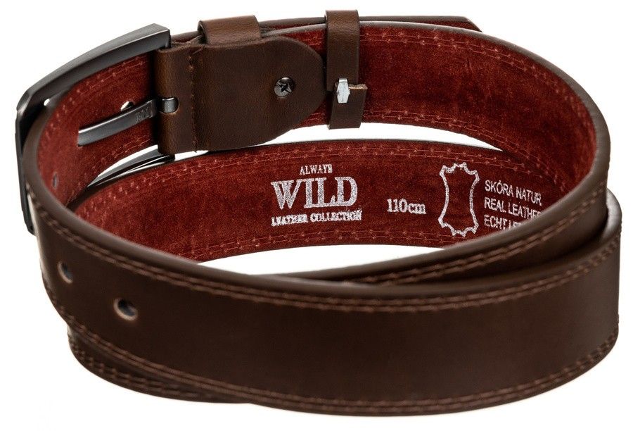 skórzany pasek męski z klasyczną klamrą - always wild 130