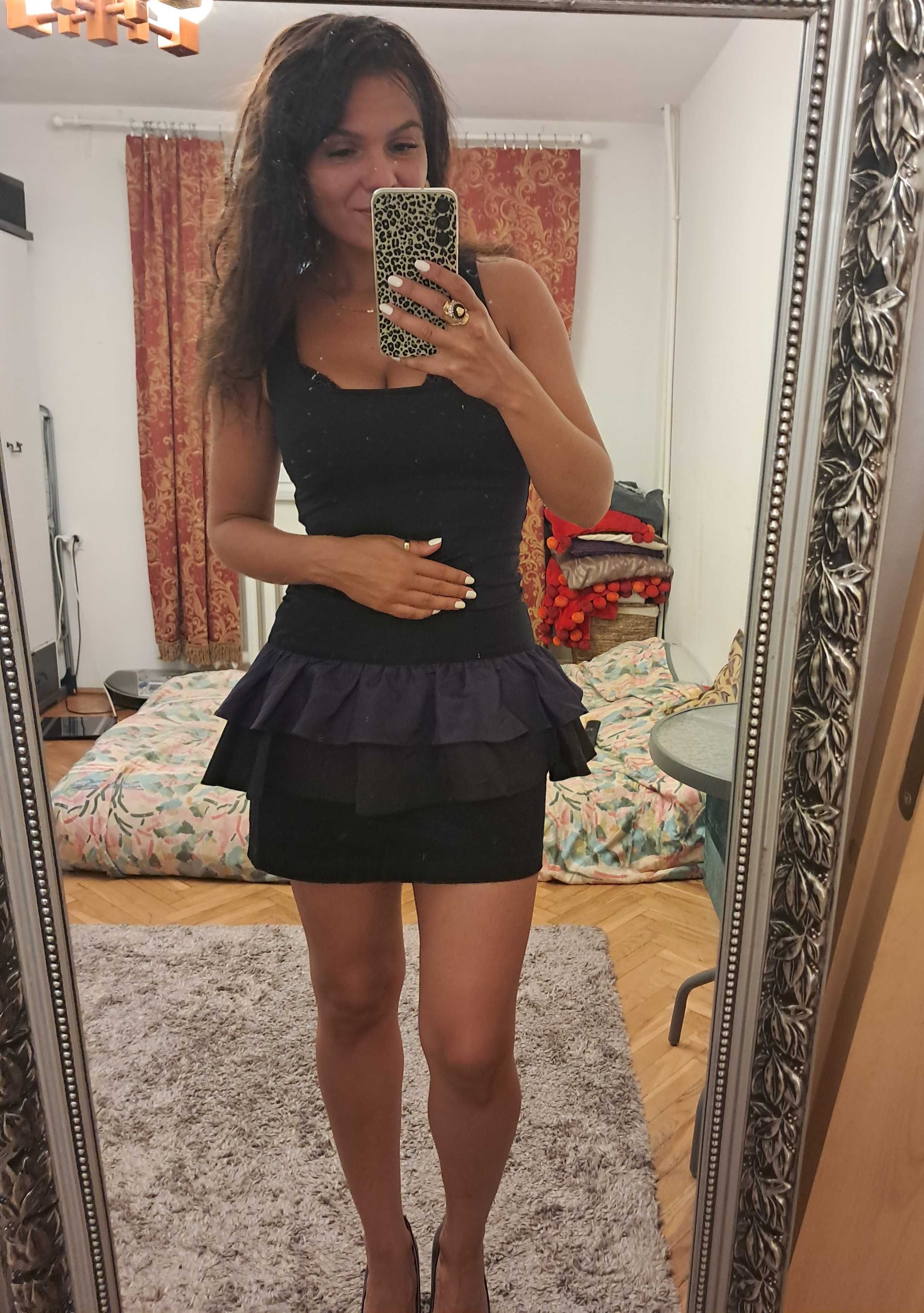 Mini czarno- fioletaowa spodniczka rozm. M