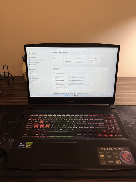 Laptop msi katana 15 B12VFK opis!