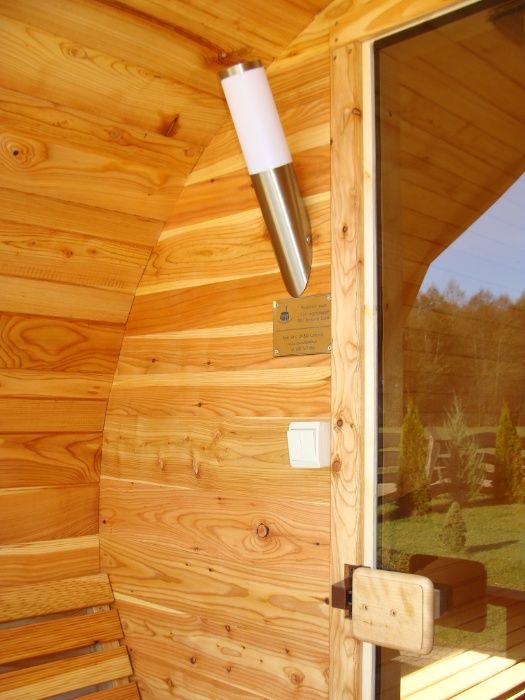 Sauna ogrodowa beczka Ruska Bania 3m., piec Harvia