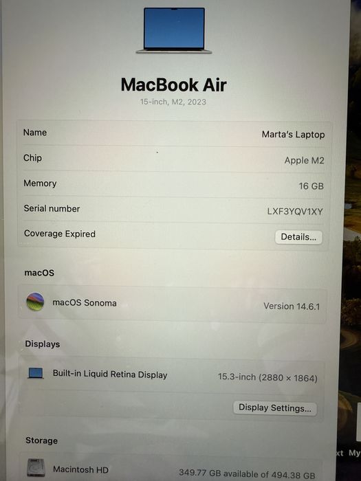 MacBook Air 15'' M2 16GB 2023