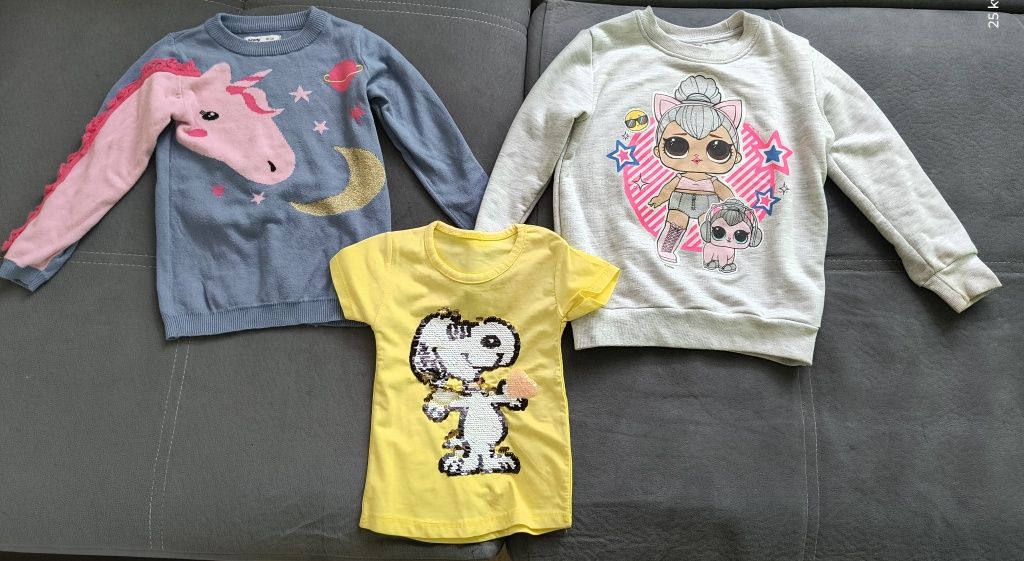 Ubranka 98 bluza sweterek i koszulka