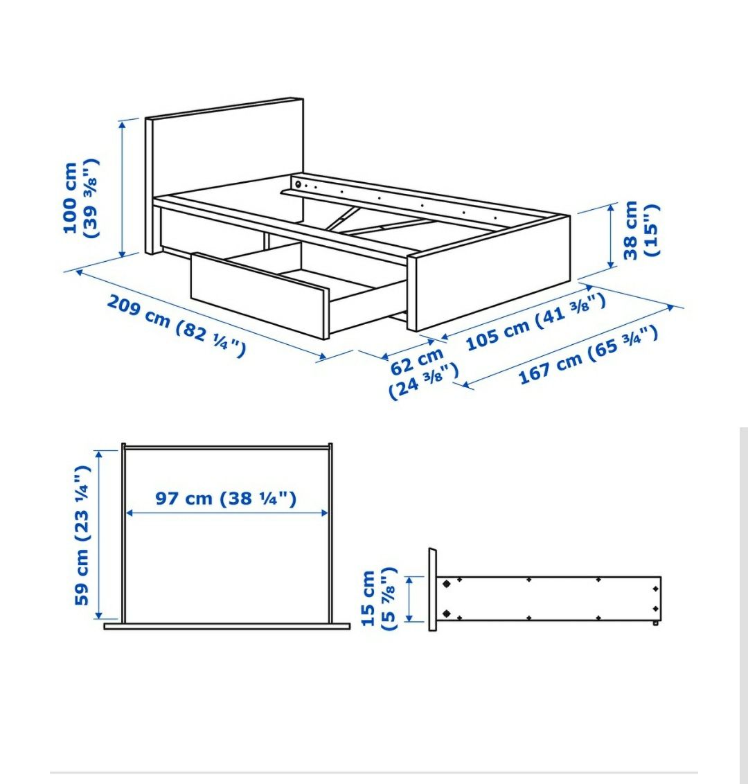 Łóżko IKEA MALM 90/200 z materacem.