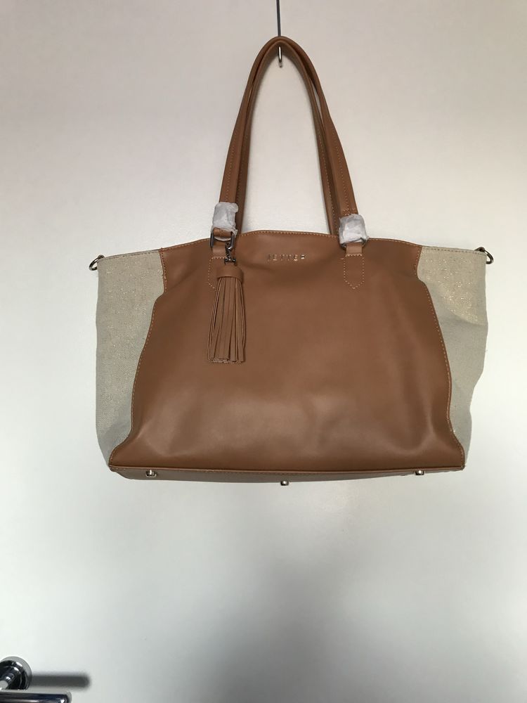 Torba XL Jette Joop, skóra z metalizowanym lnem, kieszenie, przegrodki