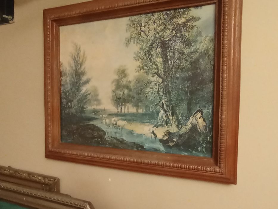 Obraz las z drewnianą rama