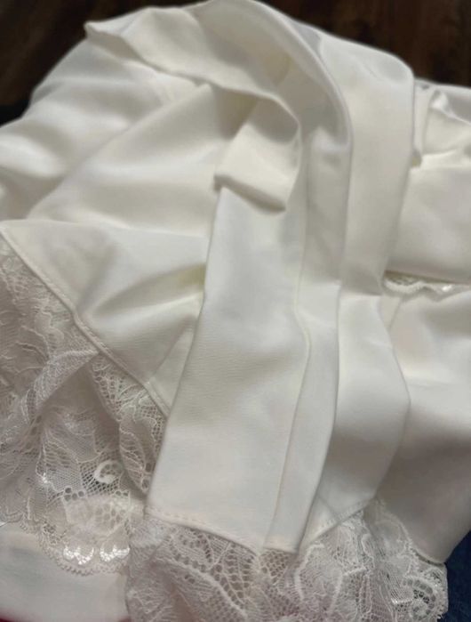 Szlafrok damski/ślubny Bohomoss Luna - ecru, satynowy