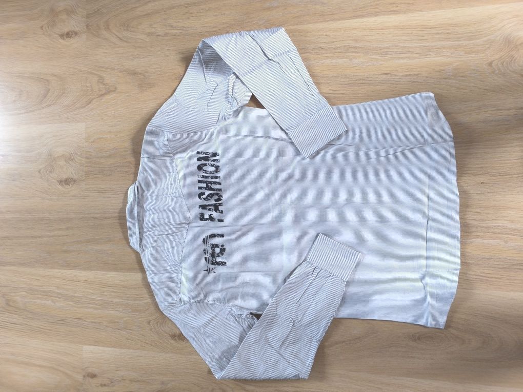 Koszula z długim rękawem fe.n size l biała w wąskie czarne paski