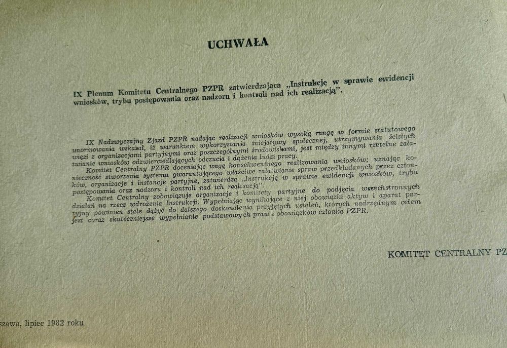 Legendy PRL - Super Okazja - Rejestr Wniosków z 1982 - PZPR
