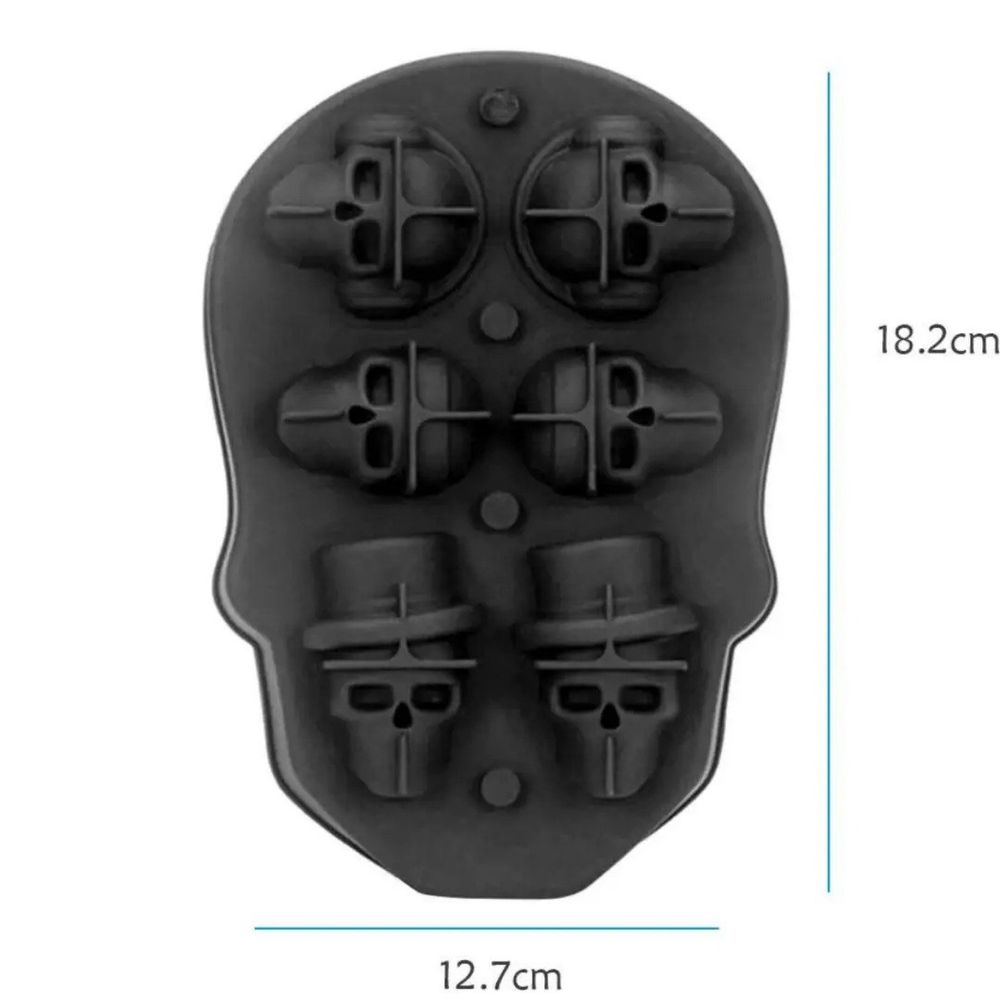 Форма для льда Череп, Силиконовая форма для льда с 6 ячейками