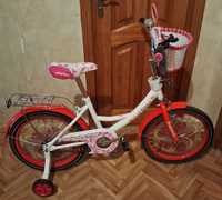 Велосипед для дівчинки Profi flower 18" двоколісний з додатк. колесами