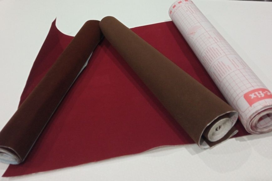 Papel de veludo (autocolante/autoadesivo) - castanho e bordeaux