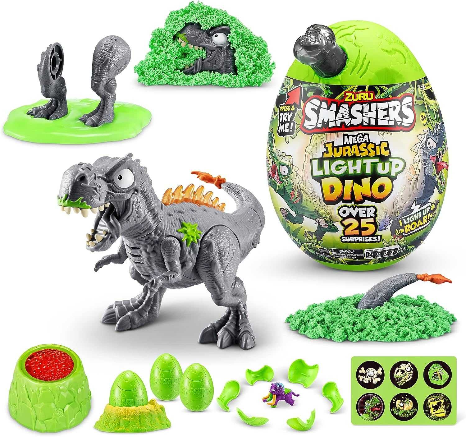 Колекційне яйце Smashers Mega Jurassic Light Up Dino Egg T-Rex ZURU 25