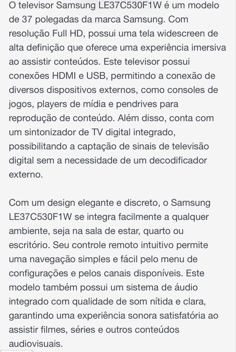 Samsung 37 polegadas LE37C530F1W