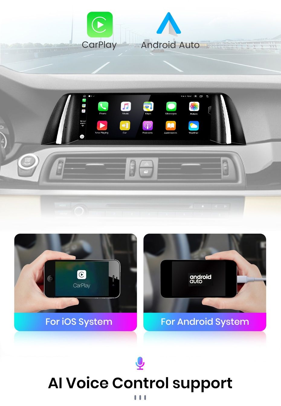 Rádio android 10,25" BMW série 5 F10/11 CARPLAY WIFI 4G 6/128GB 8-CORE