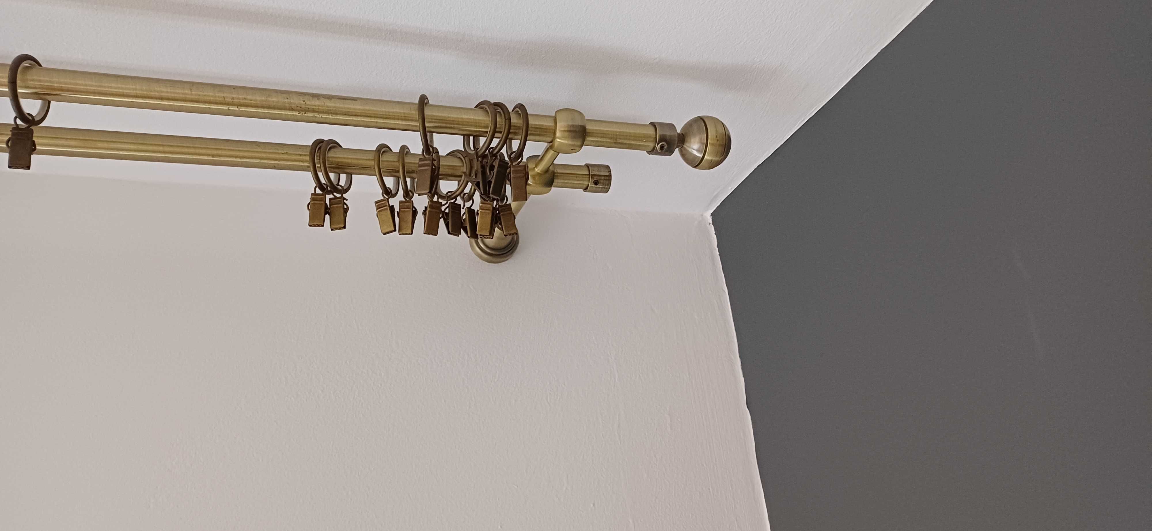 Karnisz metalowy 2 szynowy z 35 żabkami kpl.