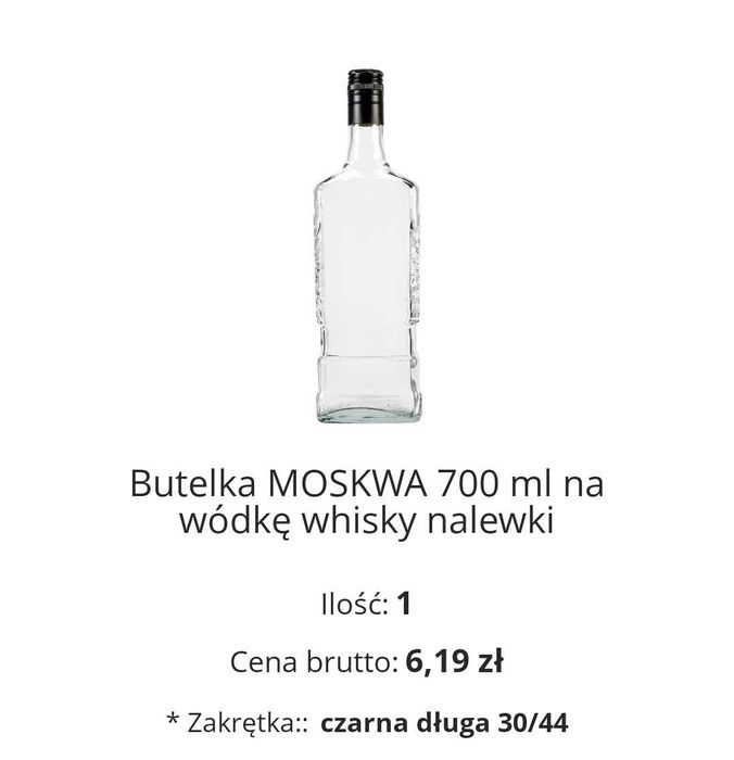 Butelka kwadratowa MOSKWA do alkoholi 0,7L. 700ml x 10szt z nakrętkami