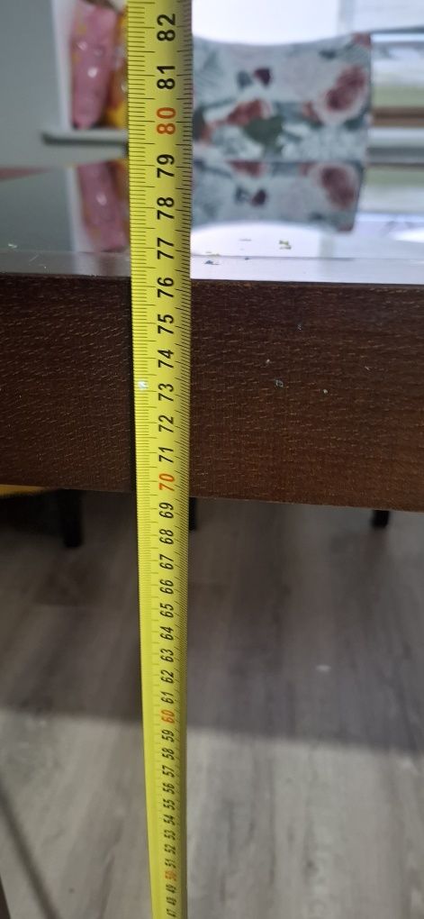 Stół ze szklanym czarnym blatem 100x70 rozkładany