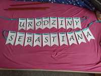 Baner urodzinowy "Urodziny Sebastiana" handmade