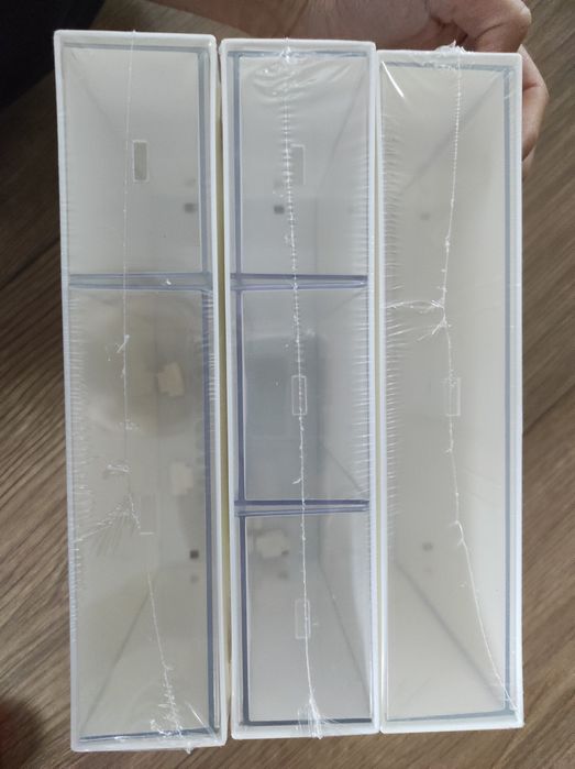 3 organizery białe plastikowe komplet