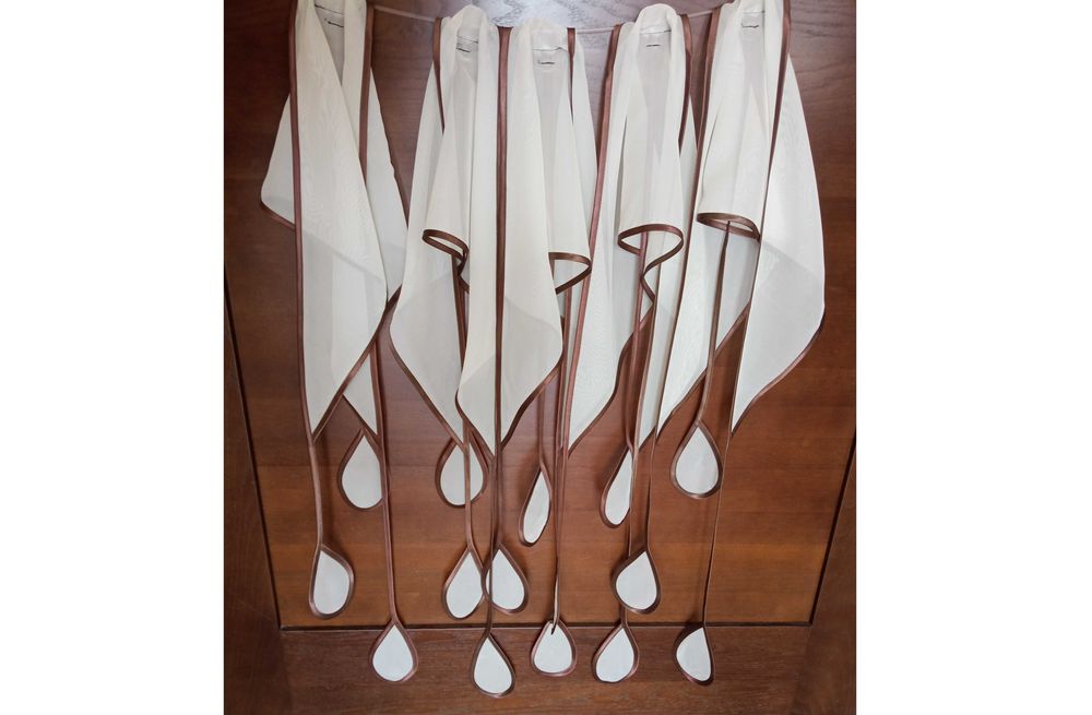 Firanka Zasłonka łezka z woalu Woal 1m biała brązowa do kuchni pokoju