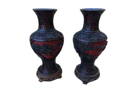Jarras Orientais Cloisonné Cinnabar