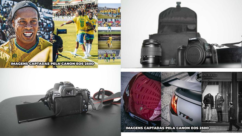 Canon EOS 250D + Lente 18-55mm + Kit Completo – DSLR em ótimo estado