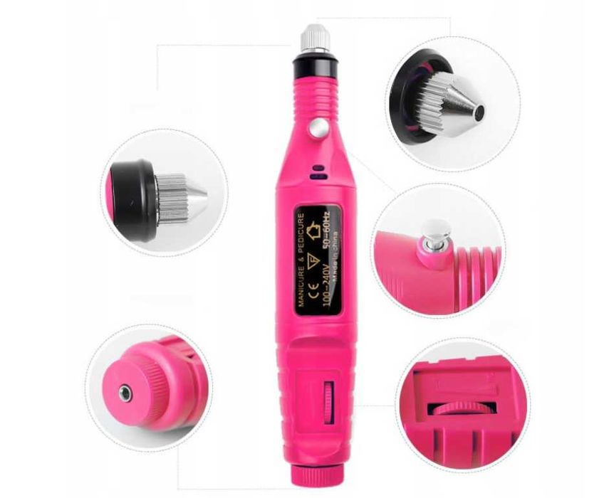 Frezarka do Paznokci Manicure i Pedicure + Frezy + Kapturki