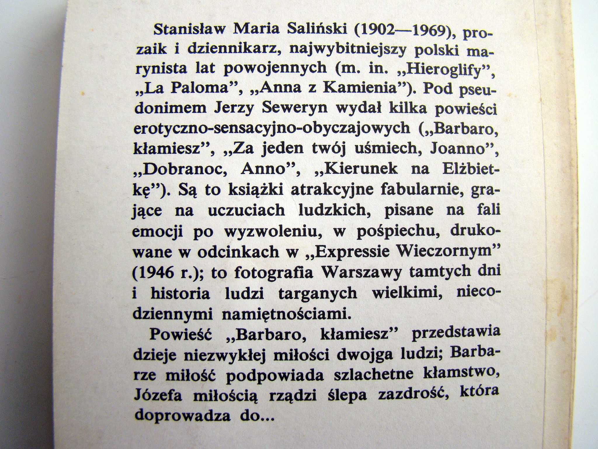 Barbaro kłamiesz - Stanisław Maria Saliński