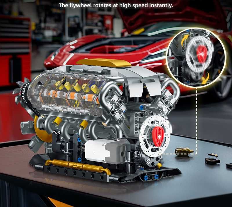 Модель двигателя V8 – работающий сборный конструктор, 692 детали