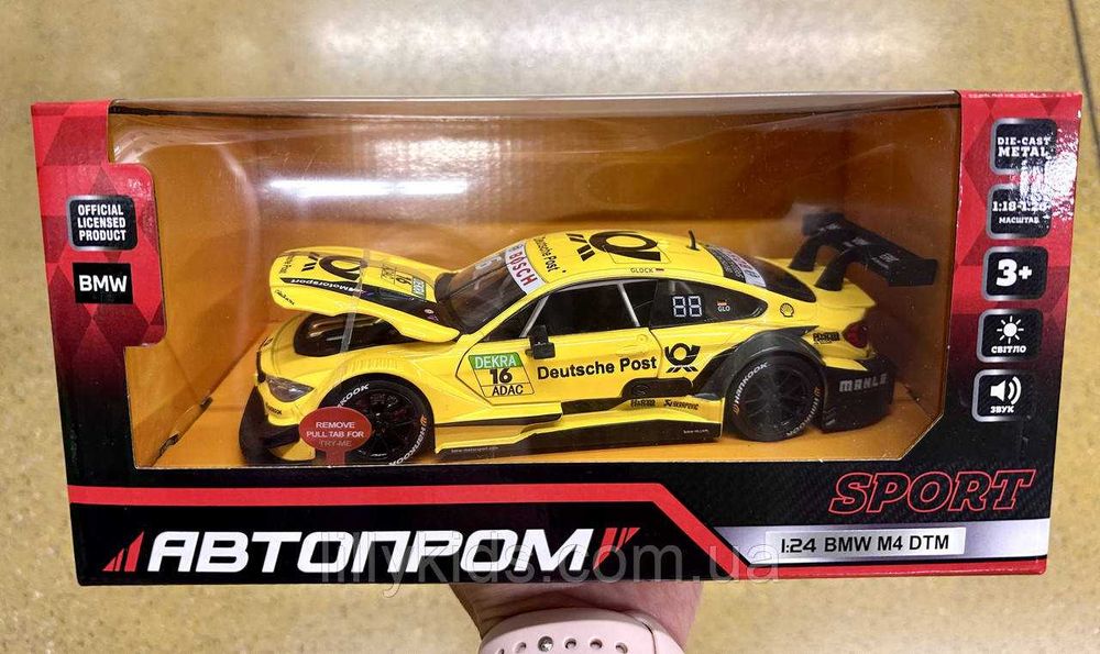 Машина металева BMW M4 DTM АВТОПРОМ" 68256B(Y) 1:24, муз.,світло,двері