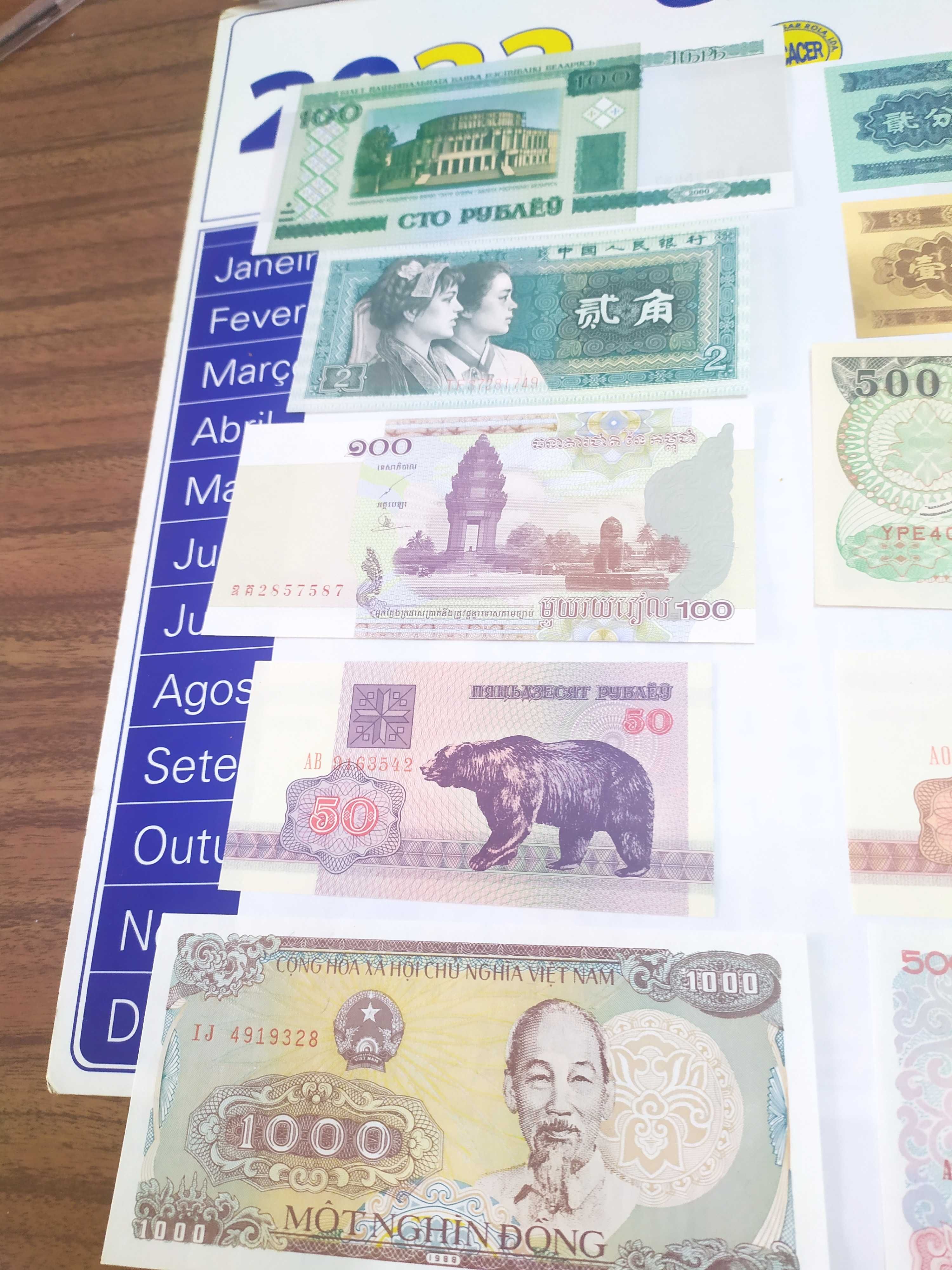 Lote 10 notas novas unc , diversas vários países china, vietname etc