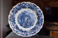 Angielska porcelana niebieska talerze kolekcja British scenery A8024