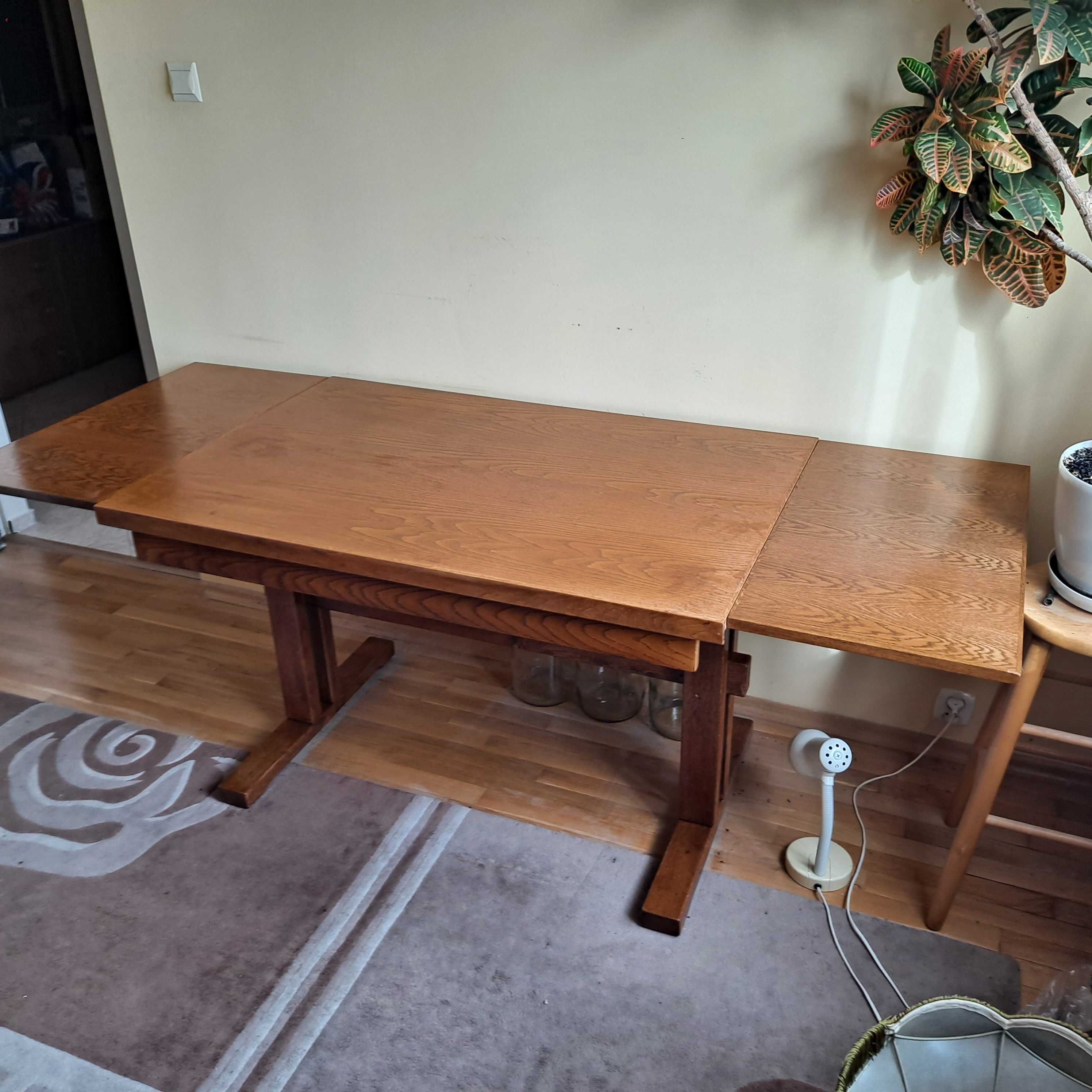 Stół dębowy 80x120 po rozłożeniu 200 solidny i mocny