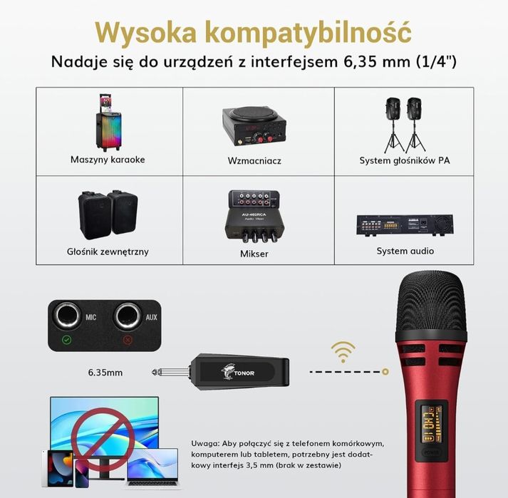 TONOR mikrofon dynamiczny bezprzewodowy TW310