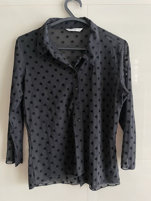 Camisa preta transparente Stradivarius