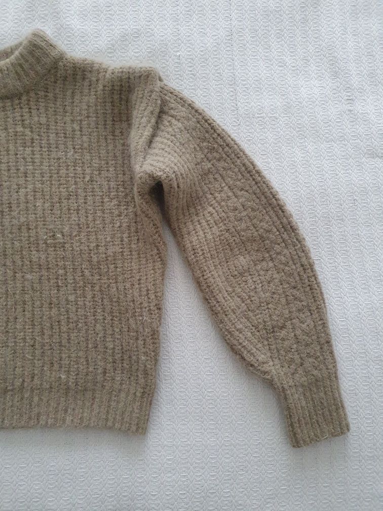 Sweter H&M M z domieszką wełny beżowy khaki jak Marant