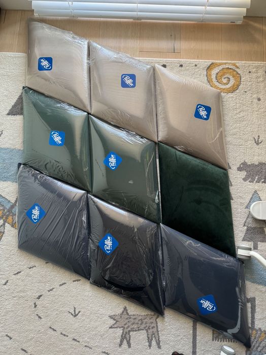 Panel ścienny tapicerowany 3 kolory, 9 sztuk, romby