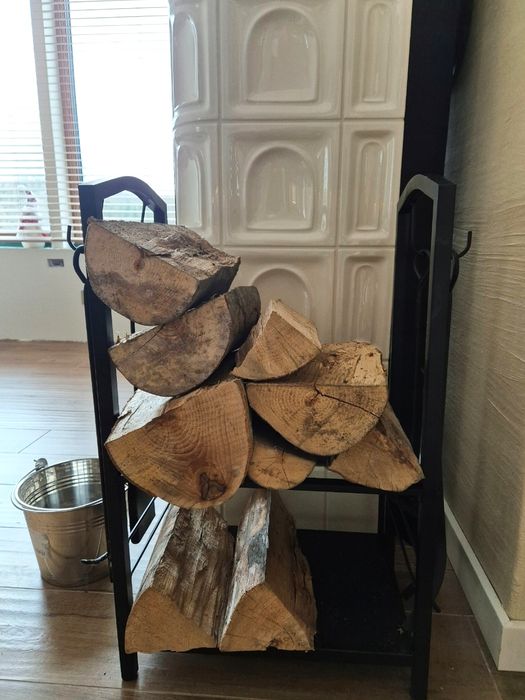 Stojak Na Drewno Kominkowe Opałowe Metalowy Akcesoria Czarny Loft