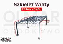 Stelaż wiaty z łatami na dach 12,94mx6,46m