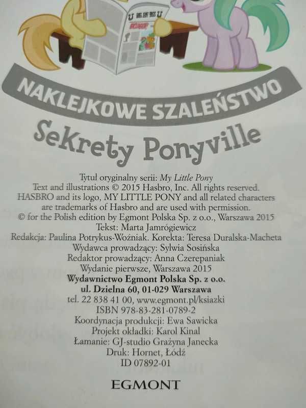 Książka dla dzieci bajki My little pony Sekrety Ponyville