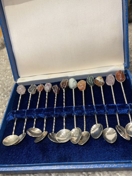 Набор коктейльных и кофейных ложечек.натуральные камни.