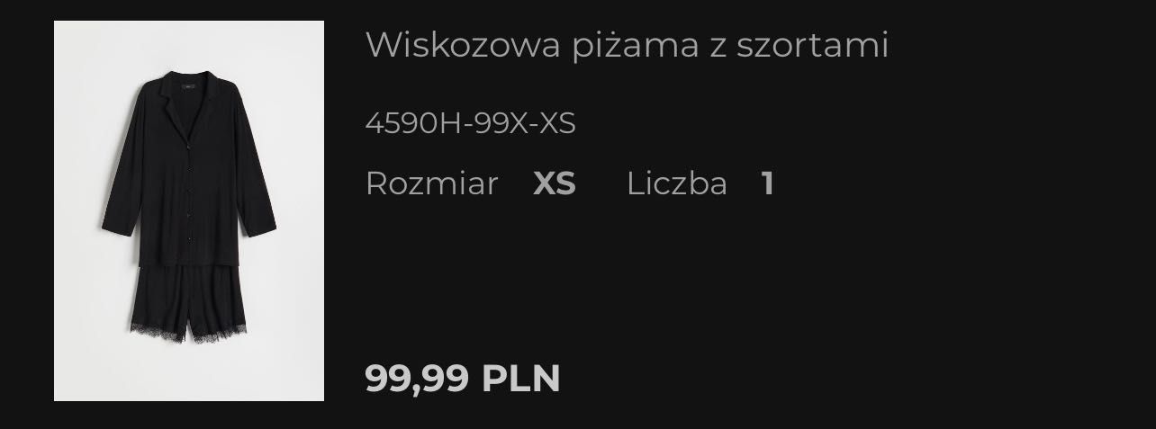 piżama damska z wiskozy / koszula nocna RESERVED / XS