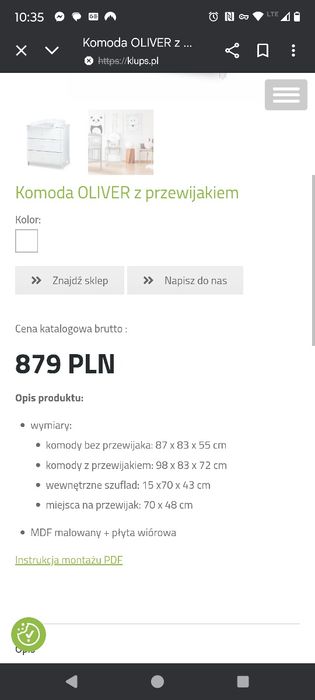 Komoda z przewijakiem drewniana Klupś Oliver