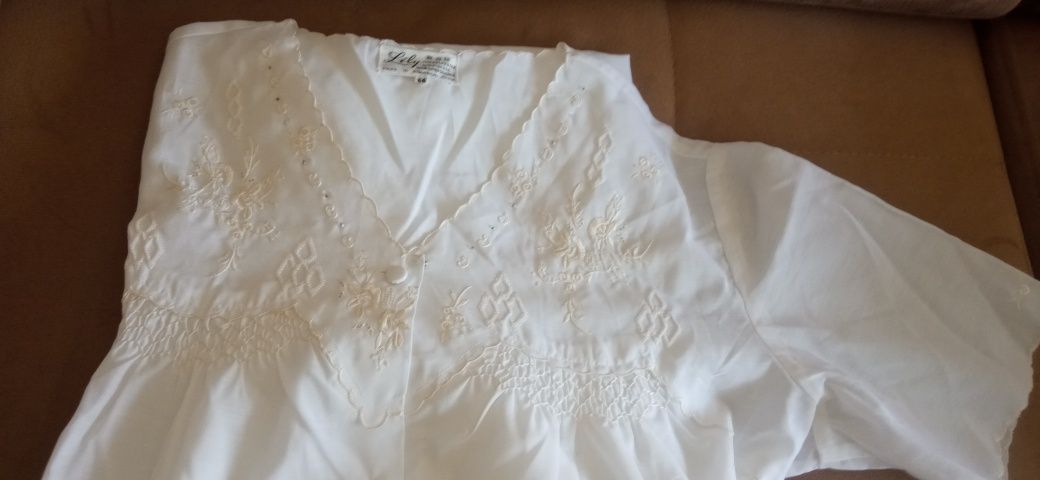 Camisa de noite bordada nova n.44 algodao