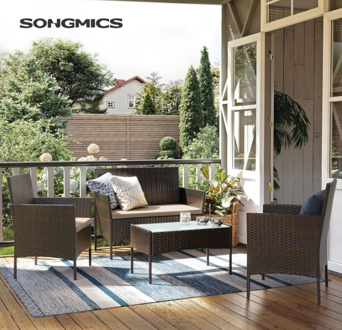 SONGMICS GGF004K05 meble balkonowe na taras balkon brązowo-taupe