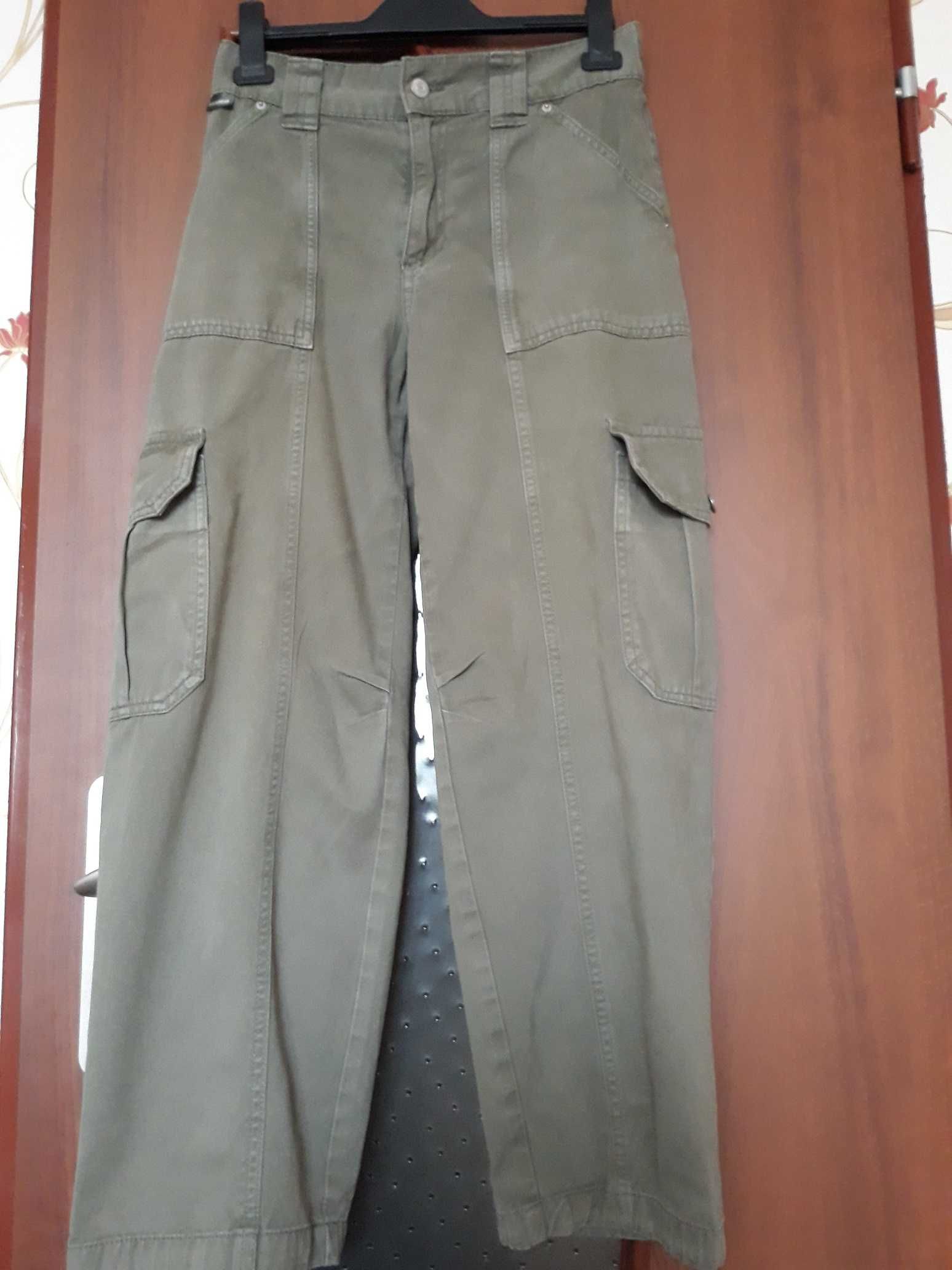 Spodnie bojówki khaki jak nowe Pull&Bear kieszenie oliwkowe r. 36