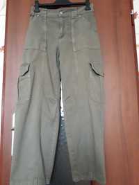 Spodnie bojówki khaki jak nowe Pull&Bear kieszenie oliwkowe r. 36