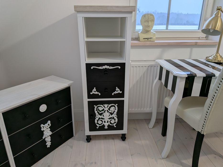 komoda szafka słupek glamour retro vintage Ikea hacks Kallax