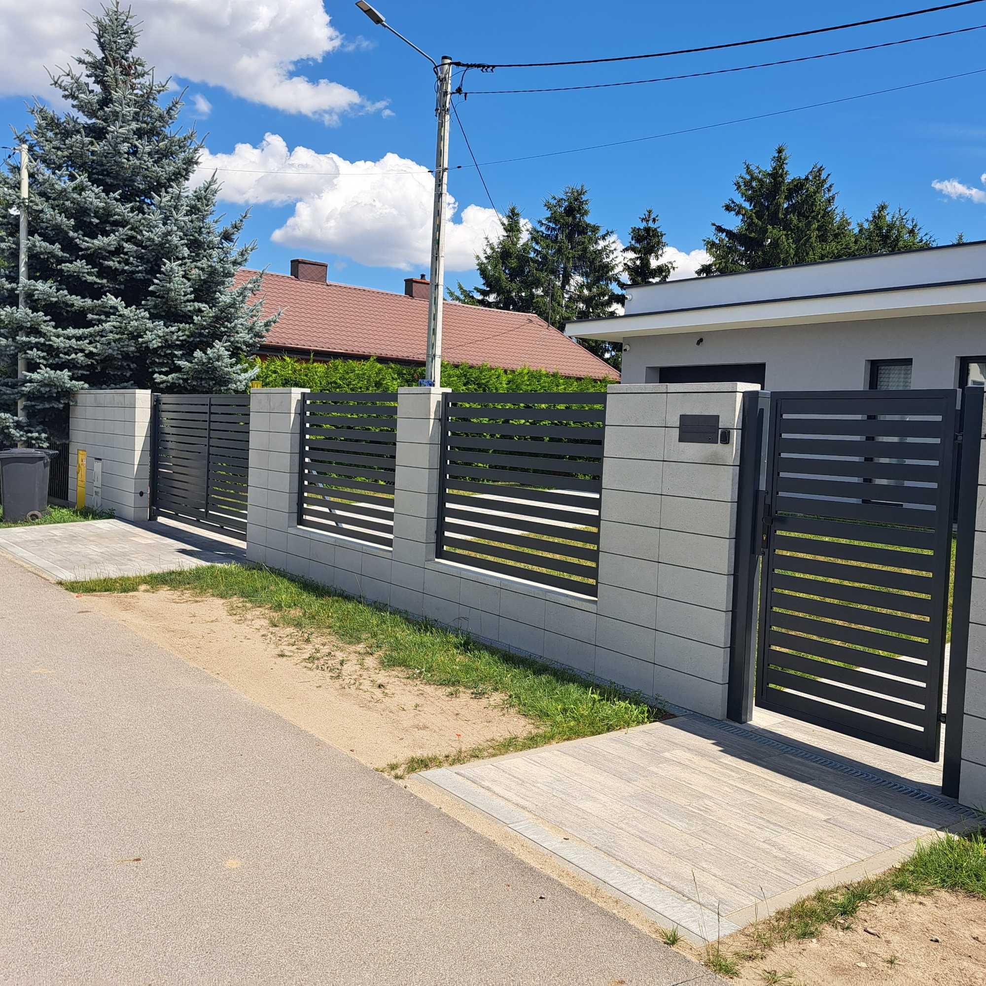 Brama przesuwna palisadowa 4000x1500 w komplecie