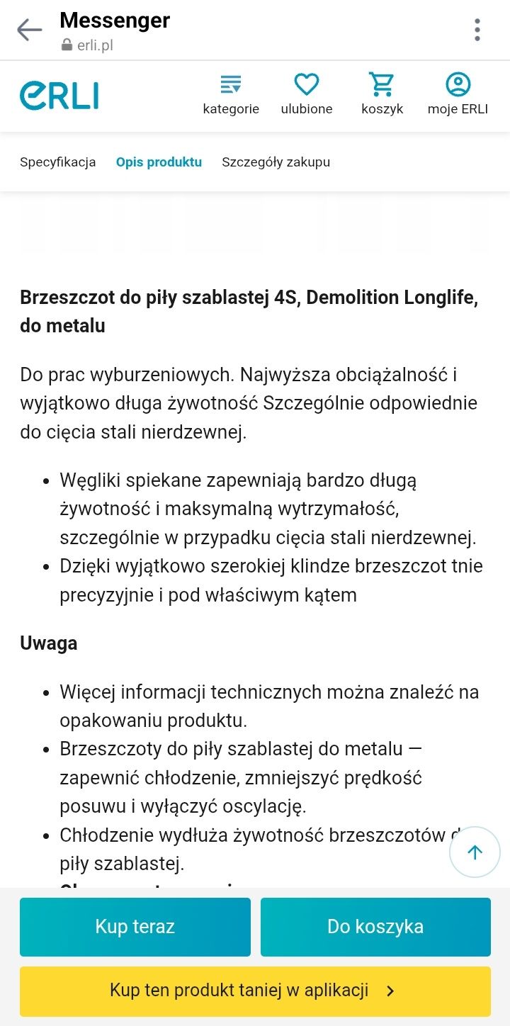 Wurth Brzeszczot do piły szablastej